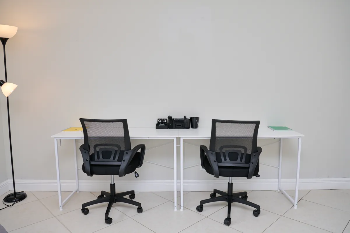 Study area with desks